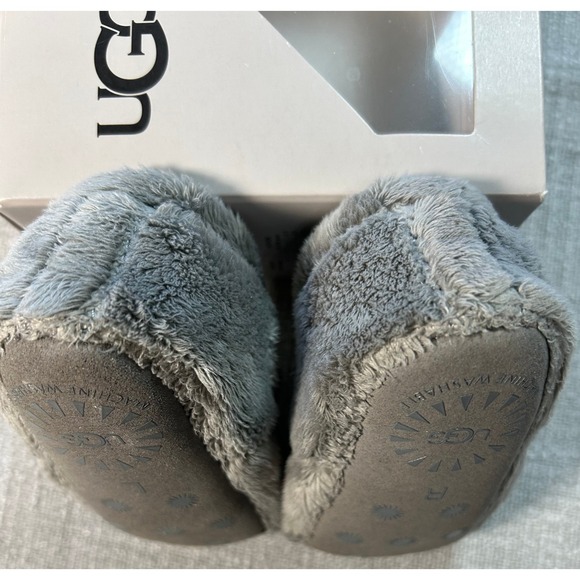 UGG Bixbee Baby Booties Slippers Gray Plush Cozy Infant Toddler Size M 12-18 Mon - Picture 4 of 7